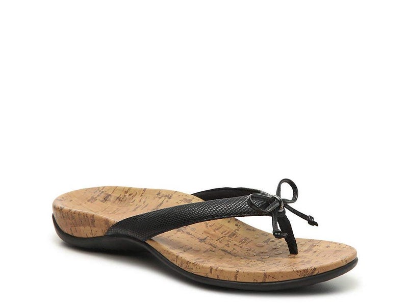 Vionic Women's Rest Cassie Rock Toe Post Sandal- Supportive Ladies Orthotic Sandals That Include Three Zone Comfort with Arch Support- Flip Flop for Ladies Black 6 Medium US